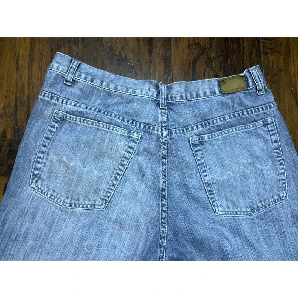 Flypaper Mens Baggy Denim Cut Off Shorts Light Wash Blue Y2K Skate Size 36